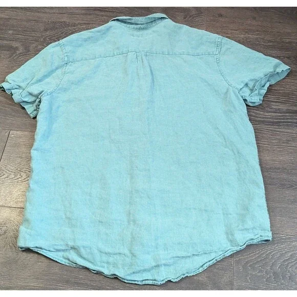 Lucky Brand Women Top Large Blue Denim Button Up Collar Short Sleeve (517) - Picture 2 of 3